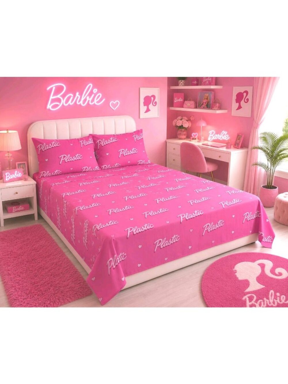 Doll Home by Dolls Kill Diva Dynasty Sheet Life Is Plastic Barbie Set Full/Queen